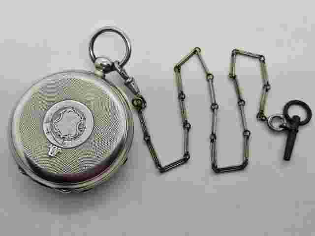 1891 SETH THOMAS Victorian Gents 'Key Wind' STERLING SILVER Pocket Watch w/Chain