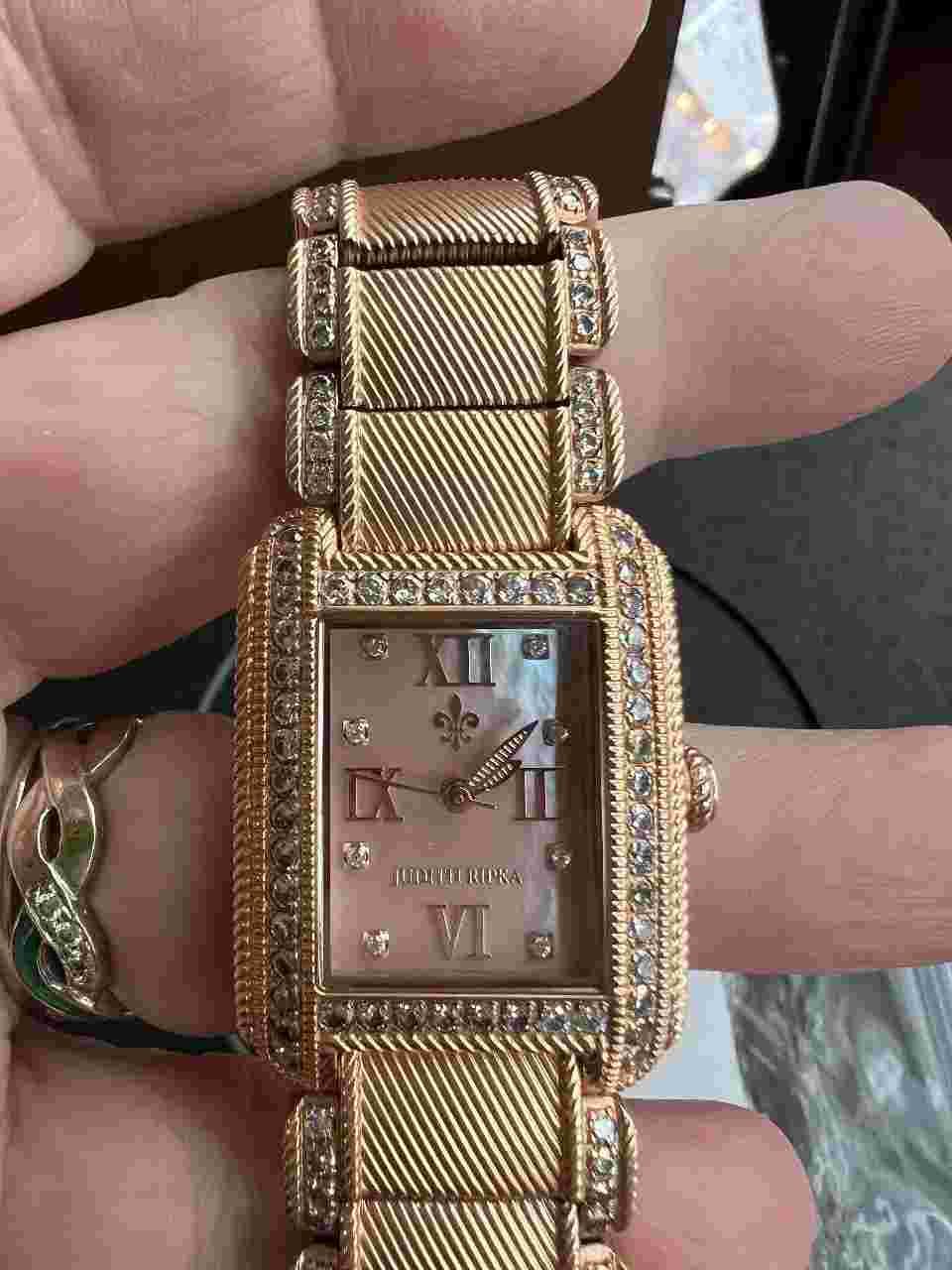 NWOT Judith Ripka Regent Rose Gold Plated SS MOP Diamonique  Watch Size 6.5"