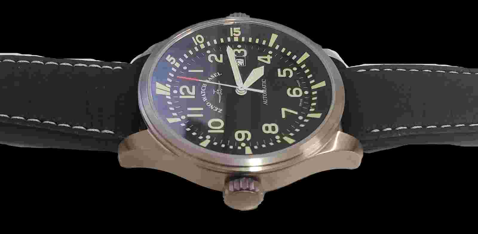 Zeno-watch Basel Oversized 48 Mm Pilot Automatic Ref 6238 Rd W/ RARE Red Dial
