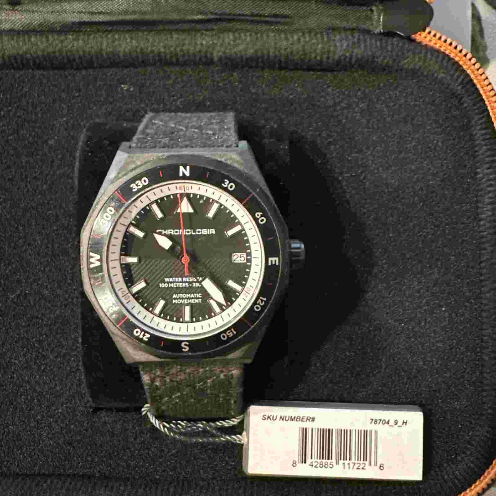 CHRONOLOGIA RANGER Men’s Carbon Fiber Automatic Dive watch 100 meter 78704-9-H