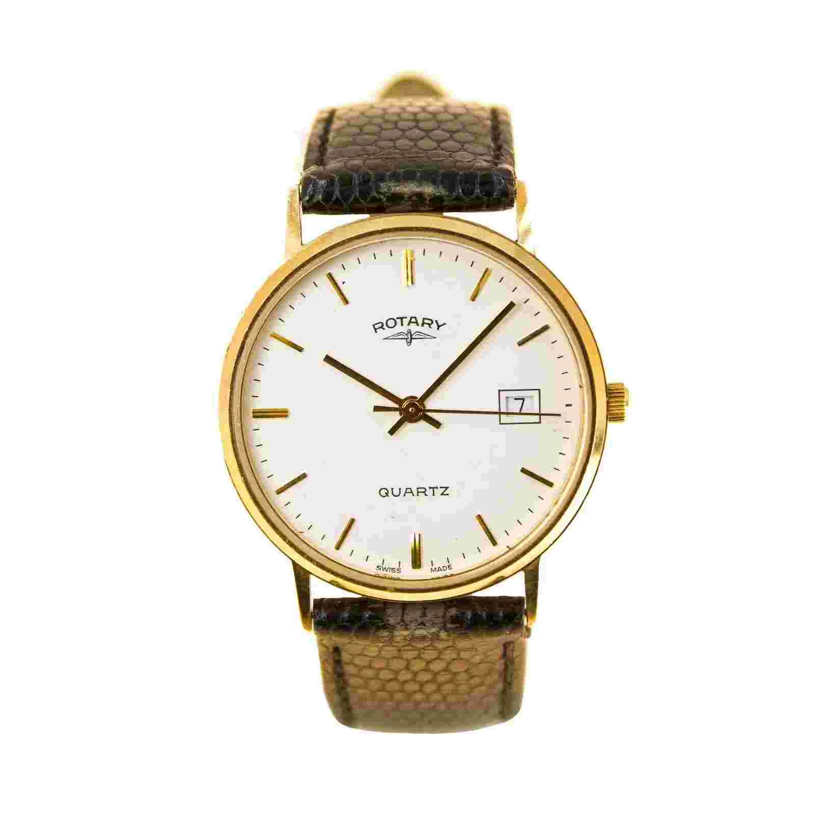 9ct Gold Rotary Watch Vintage Men’s Leather Strap UK seller BHS