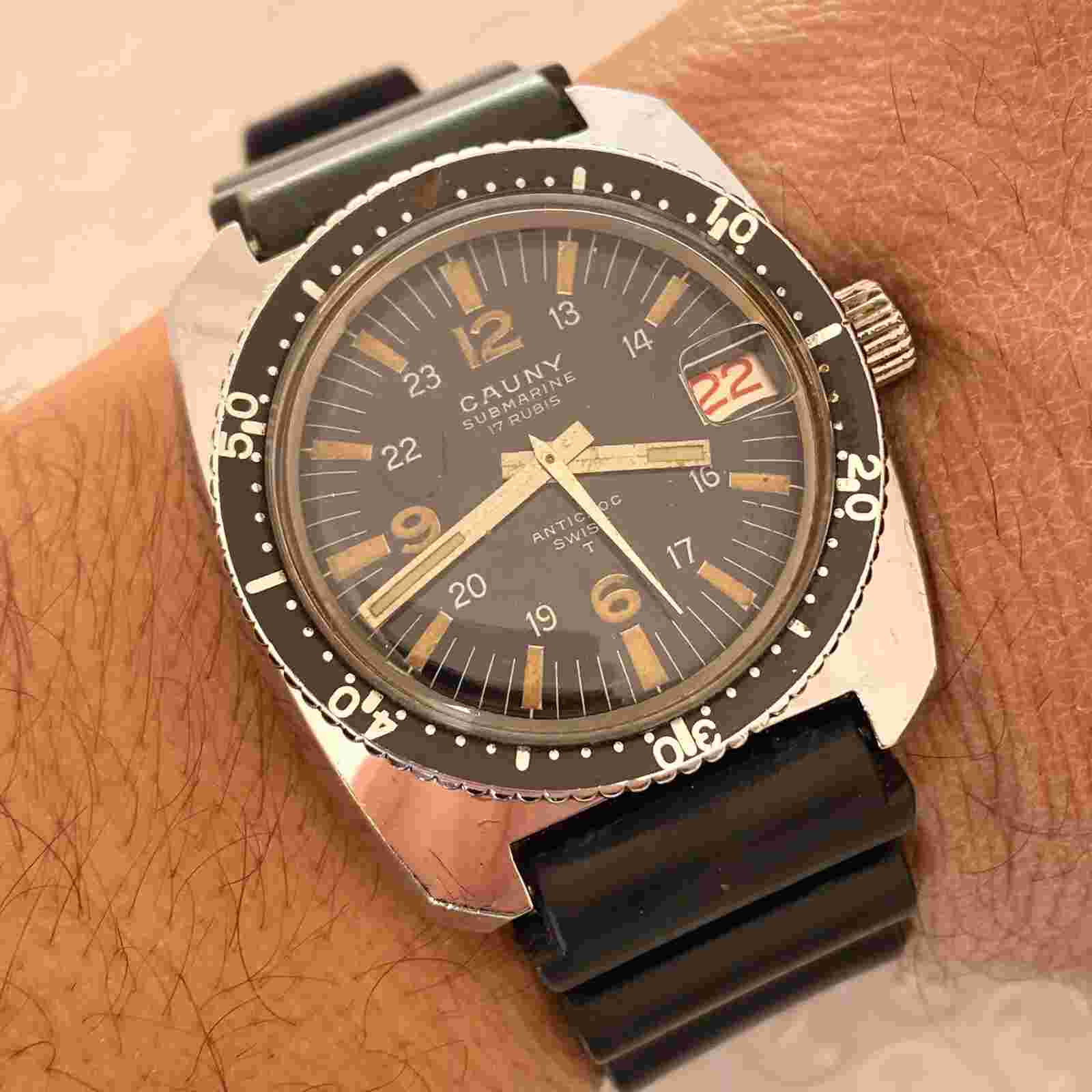 Vintage Watch Cauny Diver Submarine 210M 37mm