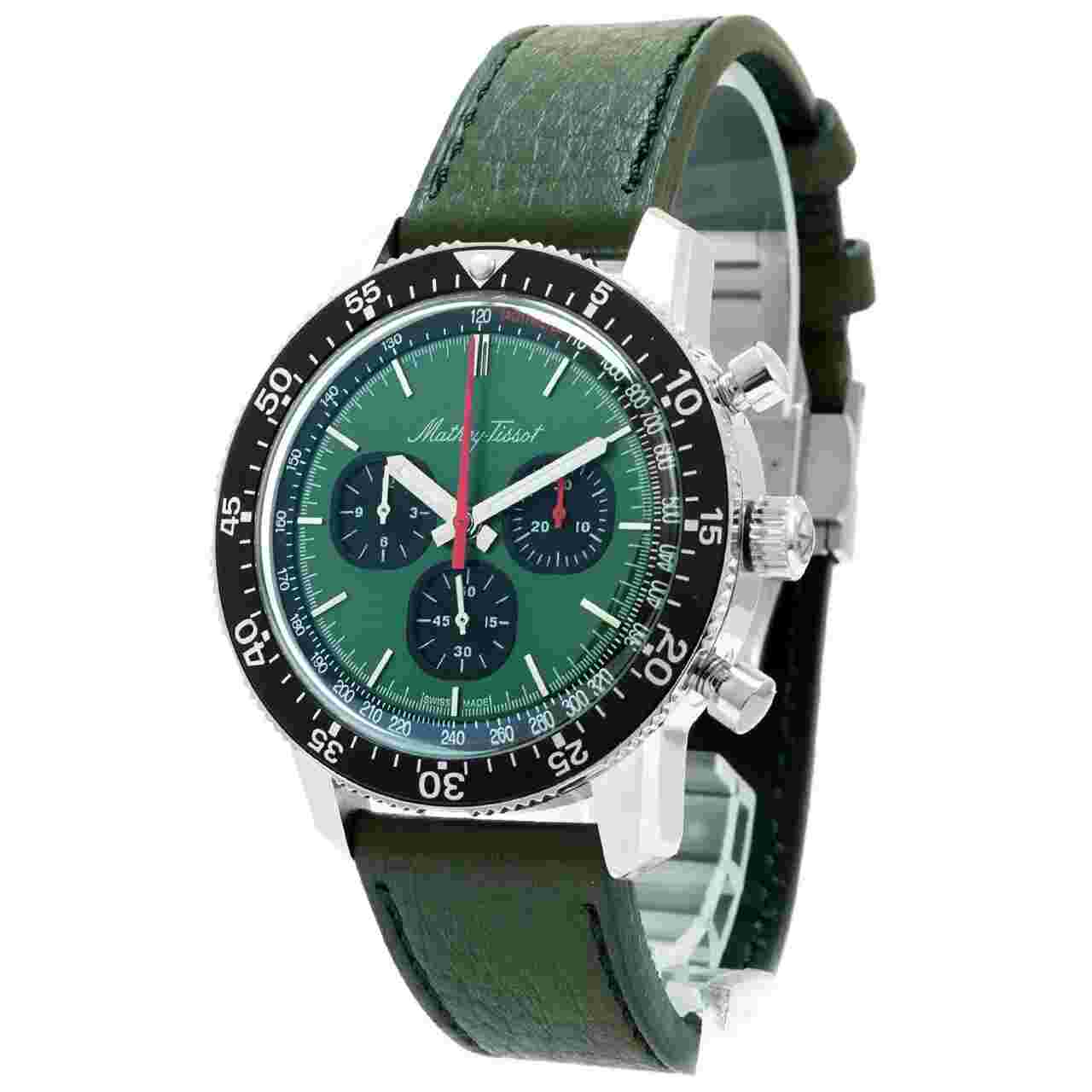 Mathey Tissot Watch 1968 Chronograph H1968CH Green Dial - Inventory 6338
