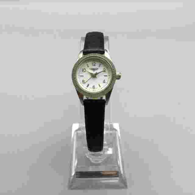 Dakota Watch Women 21mm Silver Tone Black Leather Band New Battery