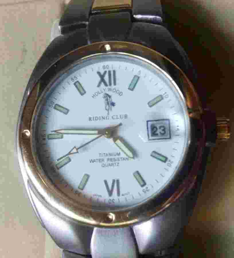 Hollywood Riding Club Men's Titanium Watch IOB New Battery