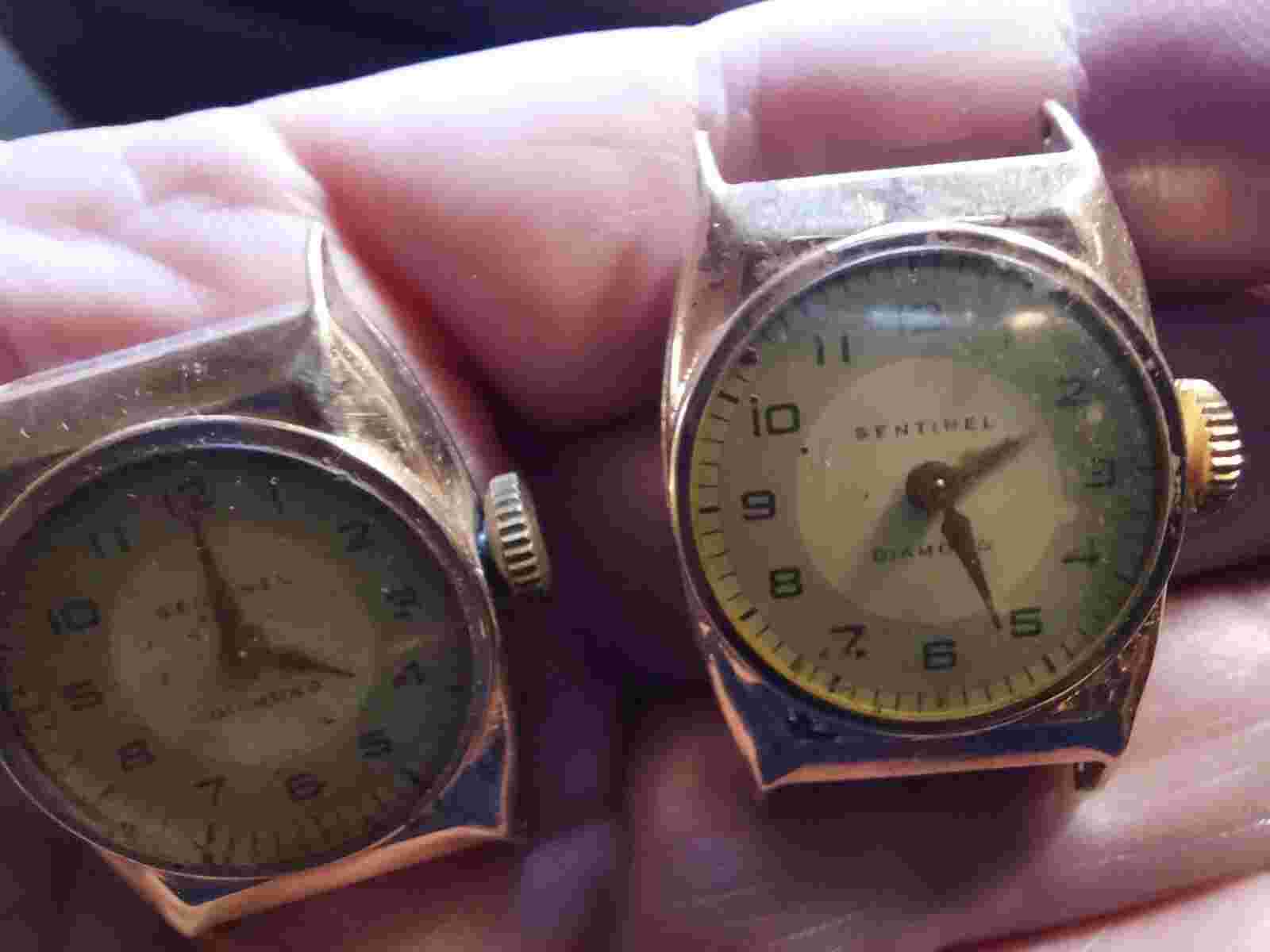 Two Sentinel Diamond Watches For Repair Or Parts