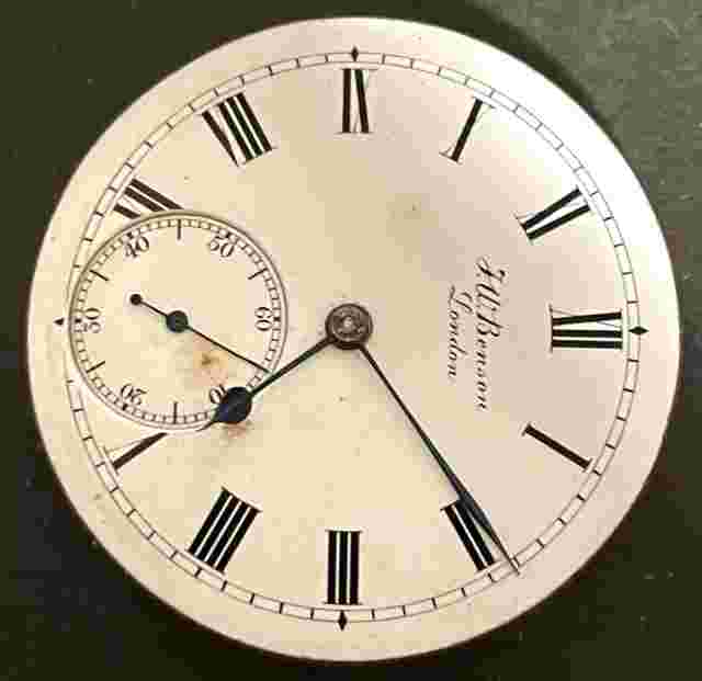 Antique JW Benson London Pocket Watch Movement Parts/Repair 41.3mm English