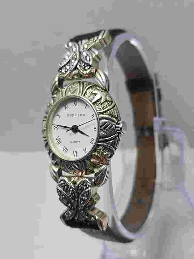 Womens Judith Jack 925 Sterling Silver Marcasite's Watch Lizard Band New Battery