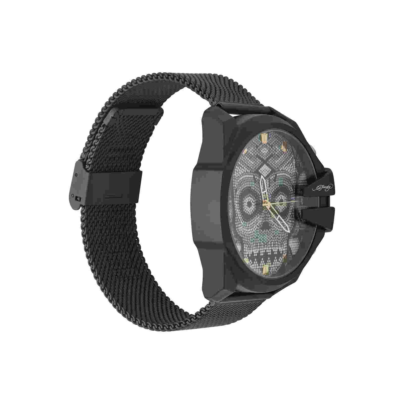 Ed Hardy Men's Matte Black Mesh Bracelet Watch 53mm
