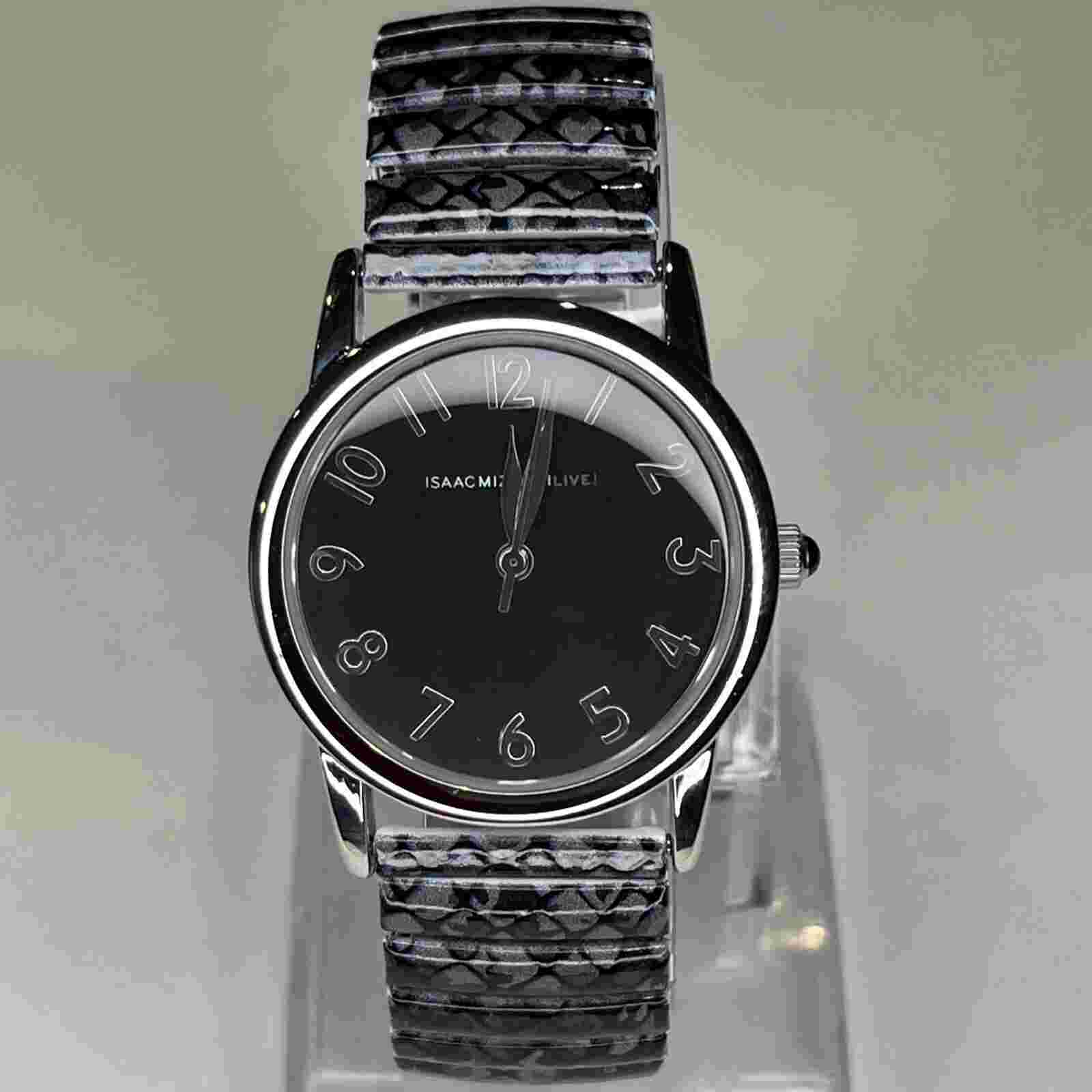 ISAAC MIZRAHI LIVE! Women's Watch IMZ658A Purple Black Stretch Band NEW BATTERY