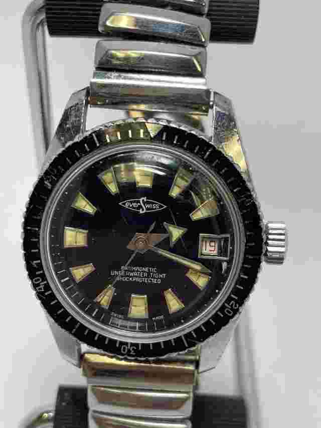 Vintage Ever Swiss Antimagnetic Underwater Tight Shock Protected Diver’s Watch.