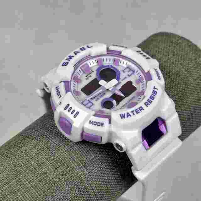 Skemi Watch 50mm White Purple Digital Sport Timer Alarm Water Resist New Battery