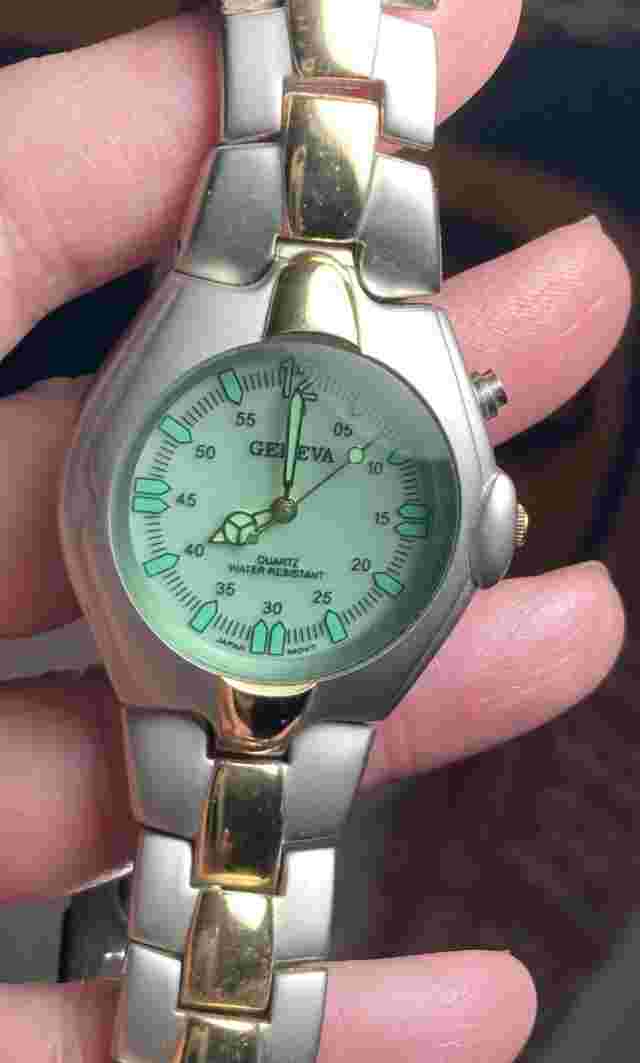 Geneva Light Up Face Glow Hands Quartz Deploy Clasp Stainless Steel Bracelet
