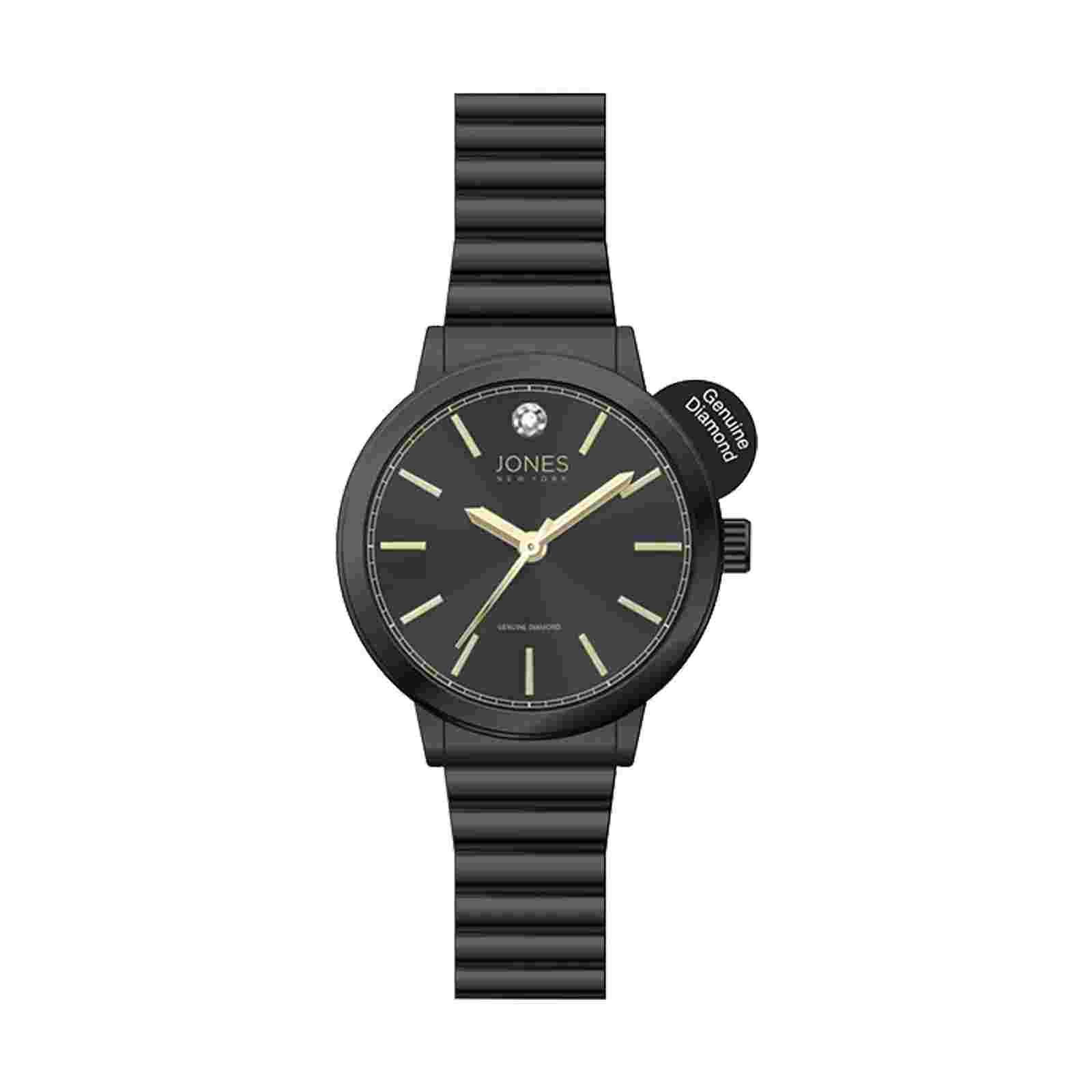 Jones New York Women's Diamond Black Dial/Metal Narrow Bracelet Analog Watch
