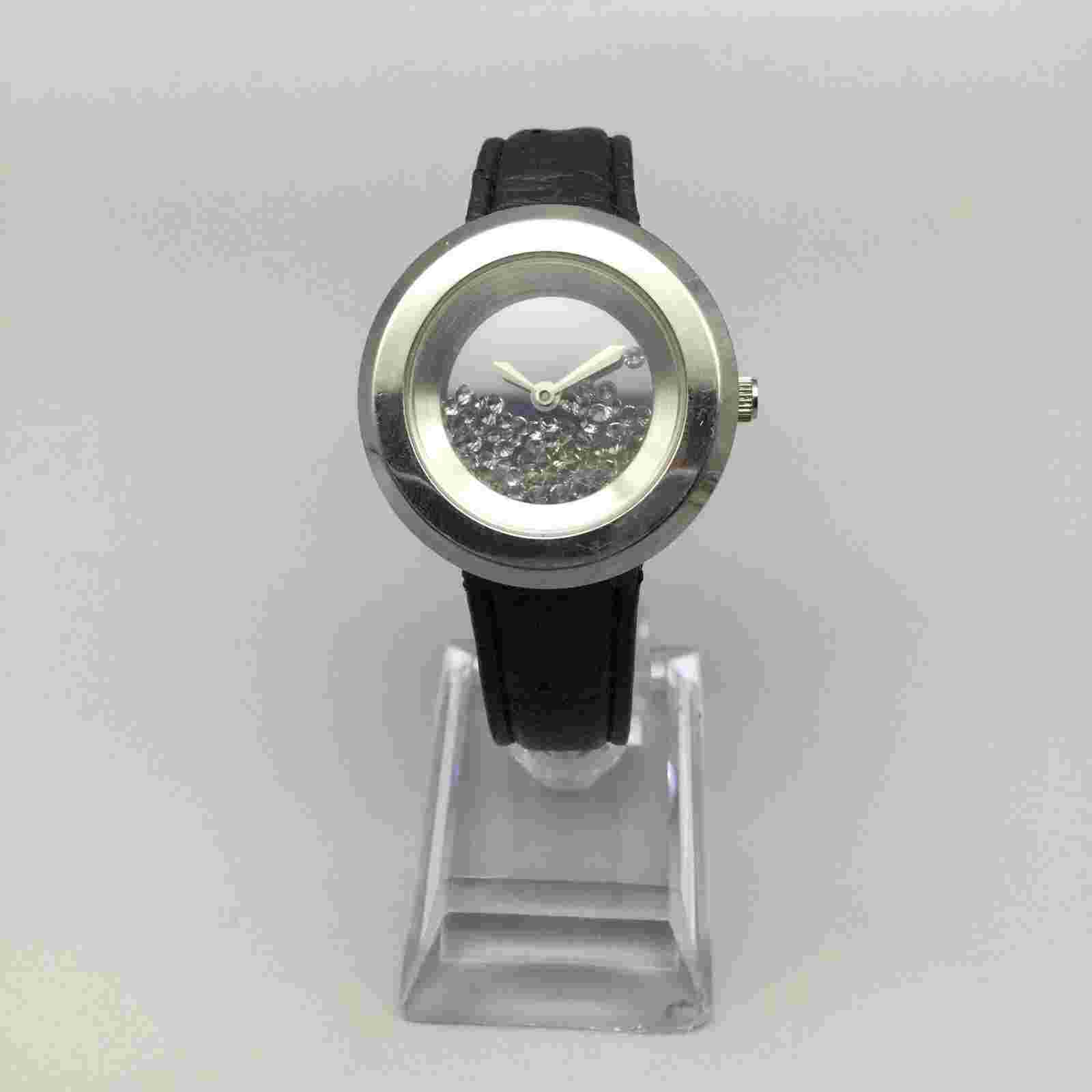 Andre Giroud Watch Women 33mm Silver Tone Floating Crystals Bling New Battery