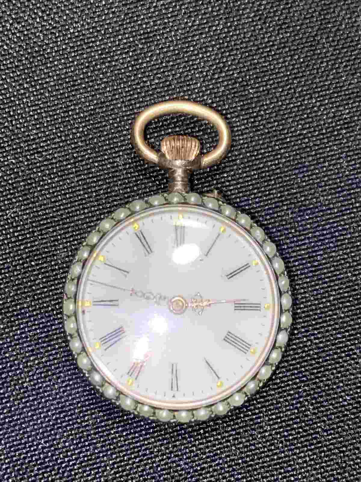 Antique Swiss 800 Silver Pendant Watch Blue Fleur-de-lis Guilloche Enamel Works