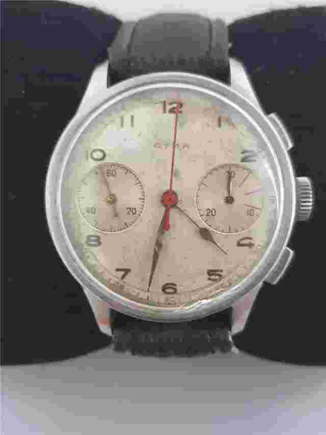 Vintage Cyma chronograph men's ss wristwatch