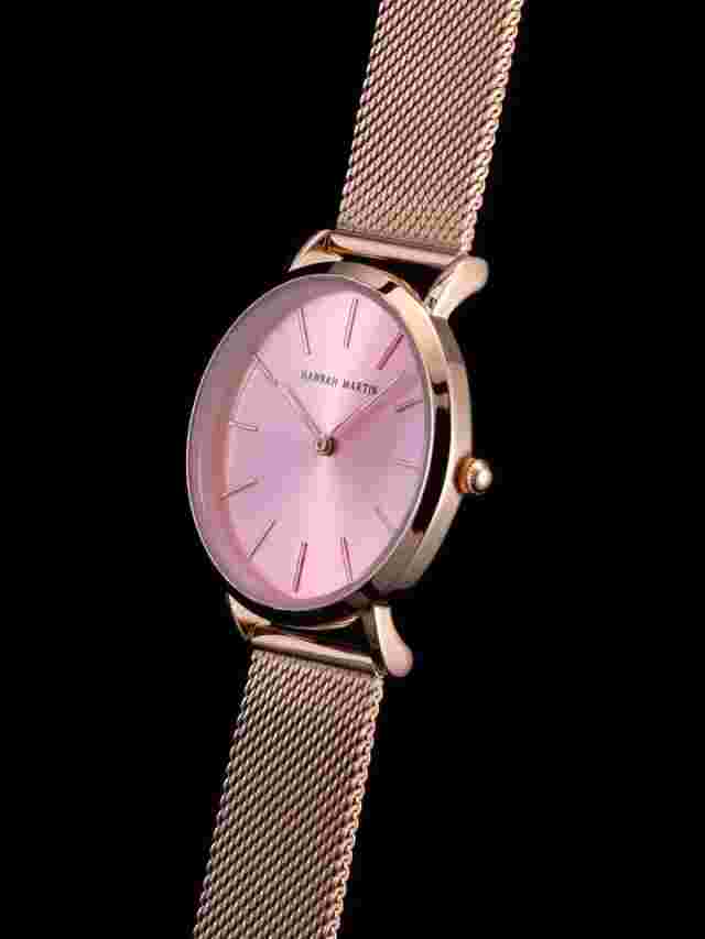 Hannah Martin Ladies Quartz Wrist Watch (Yellow Gold Colour) in Gift Box