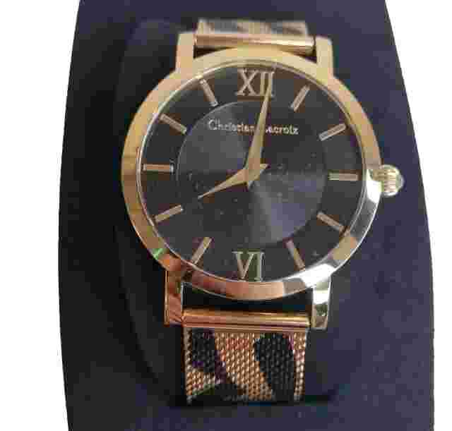 Christian Lacroix Gold & Black S Steel Ladies Wrist Watch CLWE48 New Old Stock