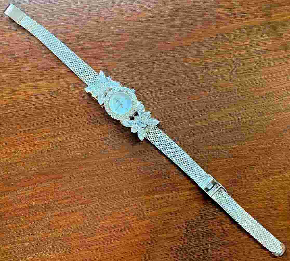 Lenox Sterling Silver 925 Crystal Butterfly Women's Wristwatch w Box & COA