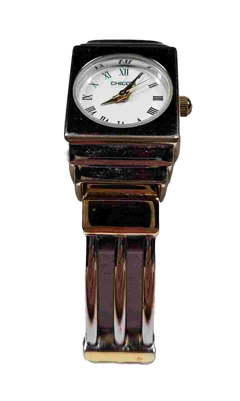 Chicos Women's Dualtone 8" Art Deco Style Cuff Watch New Battery