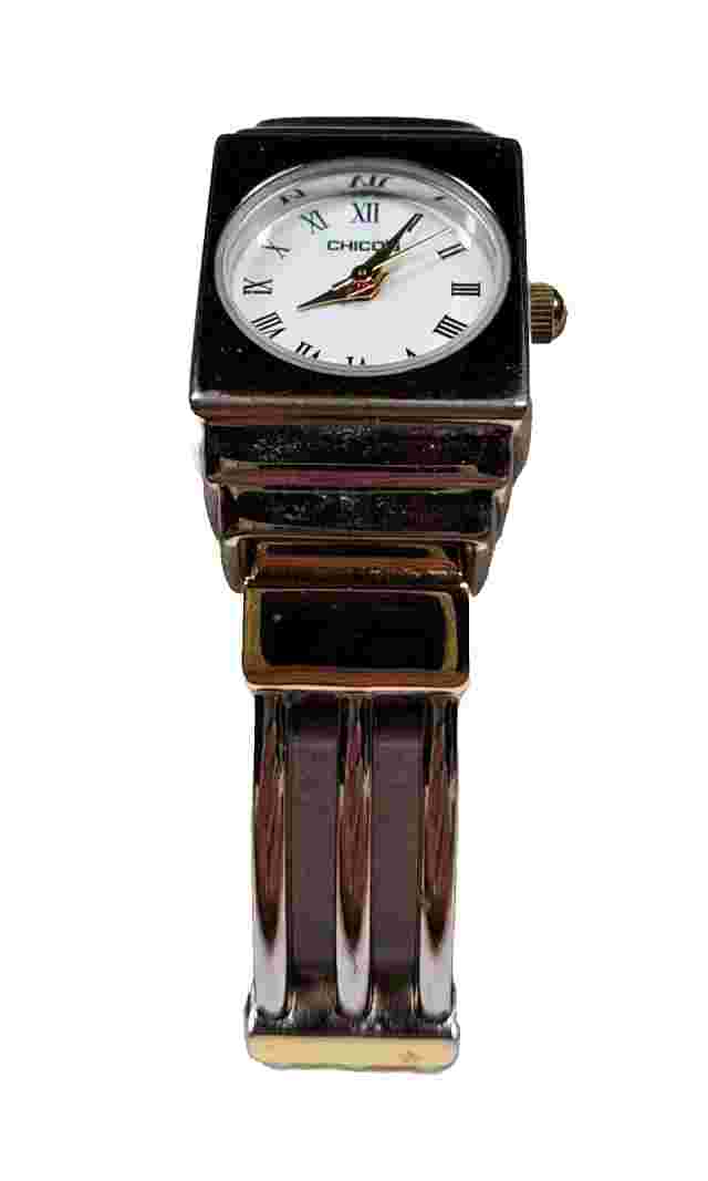 Chicos Women's Dualtone 8" Art Deco Style Cuff Watch New Battery