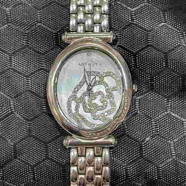Affinity Diamond Jeweler Stainless Steel Rose Encrusted Watch Silver Tone