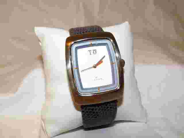 Men's CROSS Stainless Steel Watch Grey Lizard Grain Band NOS Date Orange accents