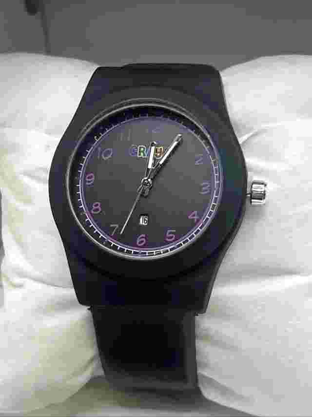 NEW Crayo Splat Black Leatherette Strap Unisex Watch CRACR4101 PURPLE NUMBERS