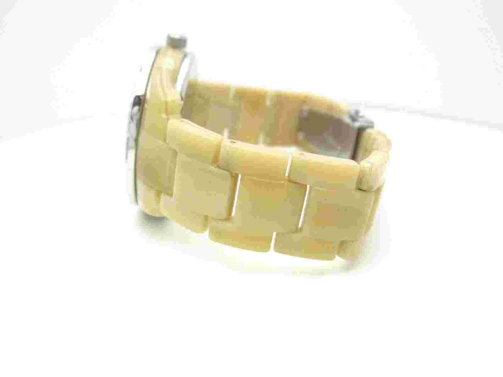 NEW RELIC BONE BEIGE RESIN ACRYLIC CRYSTALS BRACELET WATCH ZR11903