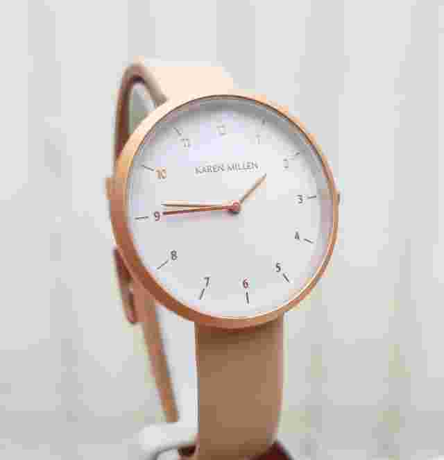 New KAREN MILLEN Watch Nude leather strap Matte case IDEAL GIFT!! RRP £120 ! (k1