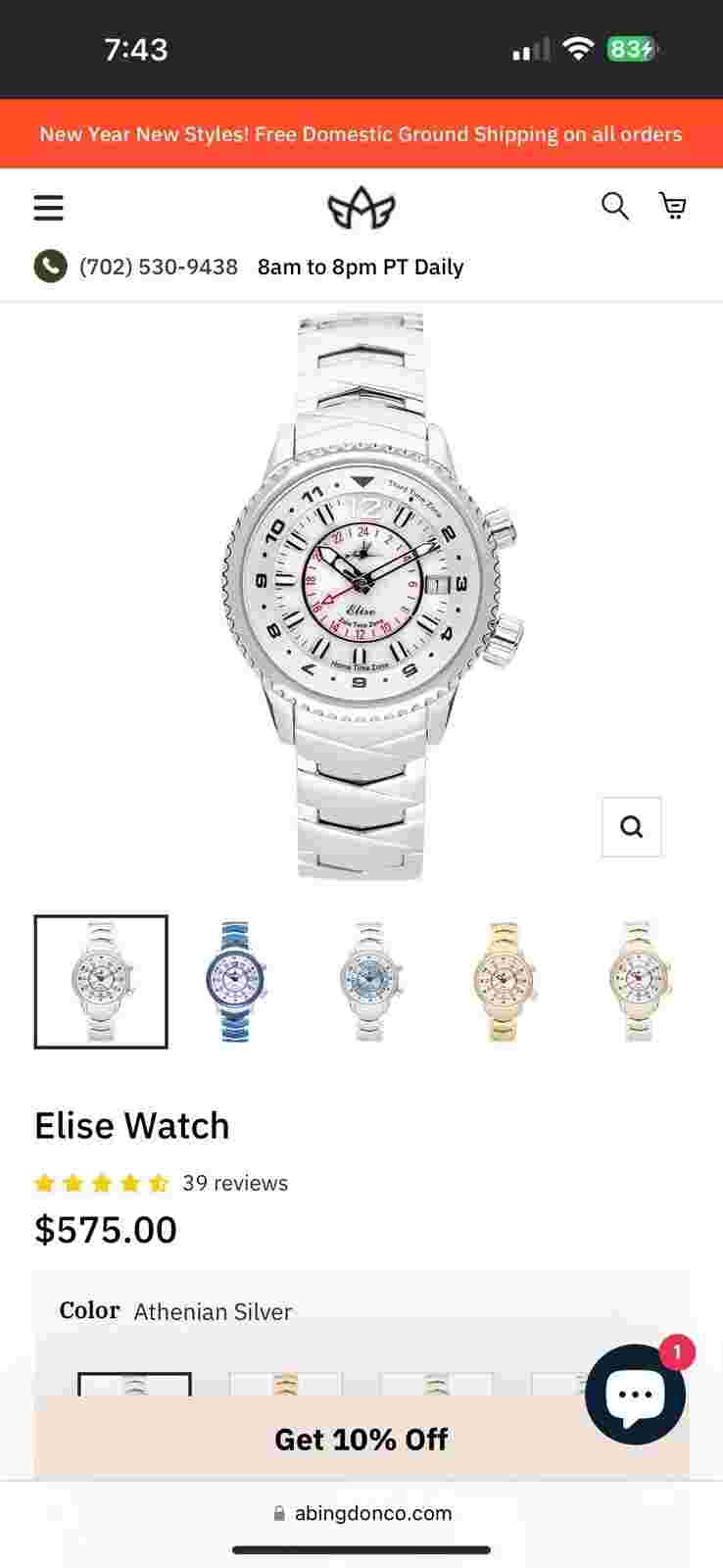 Amelia Abingdon 100m Aviation Water Resistant Watch. Worn Once Or Twice.