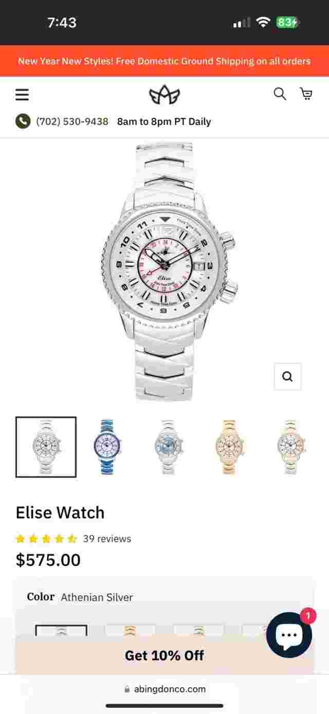 Amelia Abingdon 100m Aviation Water Resistant Watch. Worn Once Or Twice.