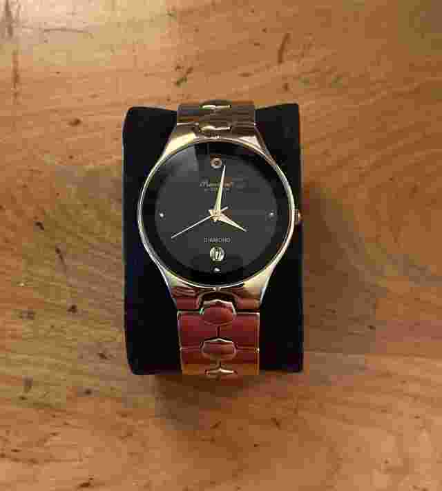 Precision By Gruen Diamond Watch. Men’s. 38mm Gold Tone Black Dial. New Battery.
