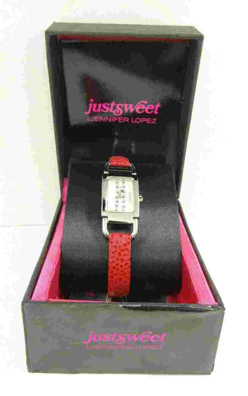 Just Sweet by Jennifer Lopez JS/2019WTRD Red Strap Crystal Accented Dial Watch