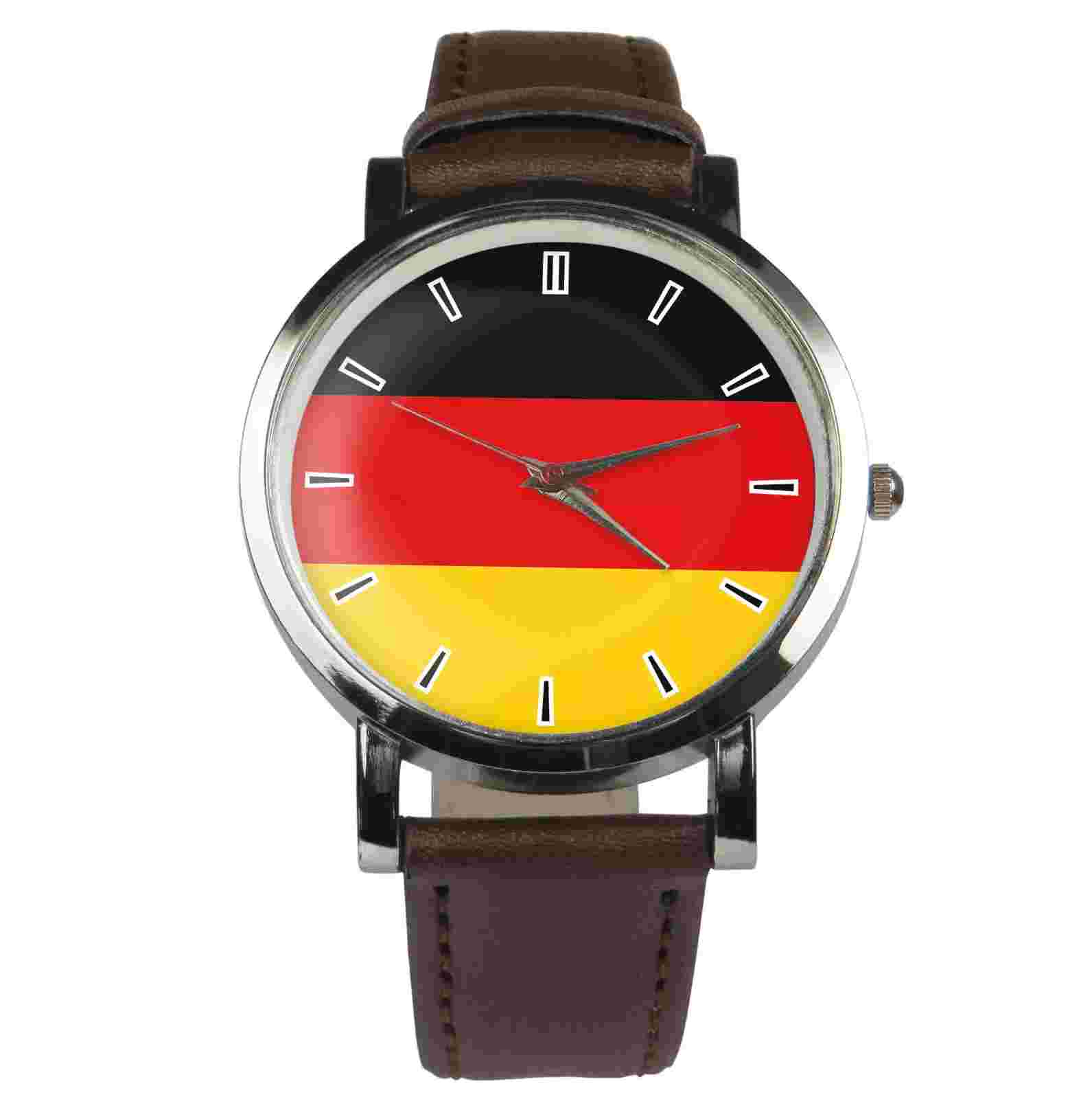 Germany flag wristwatch. Black or brown strap