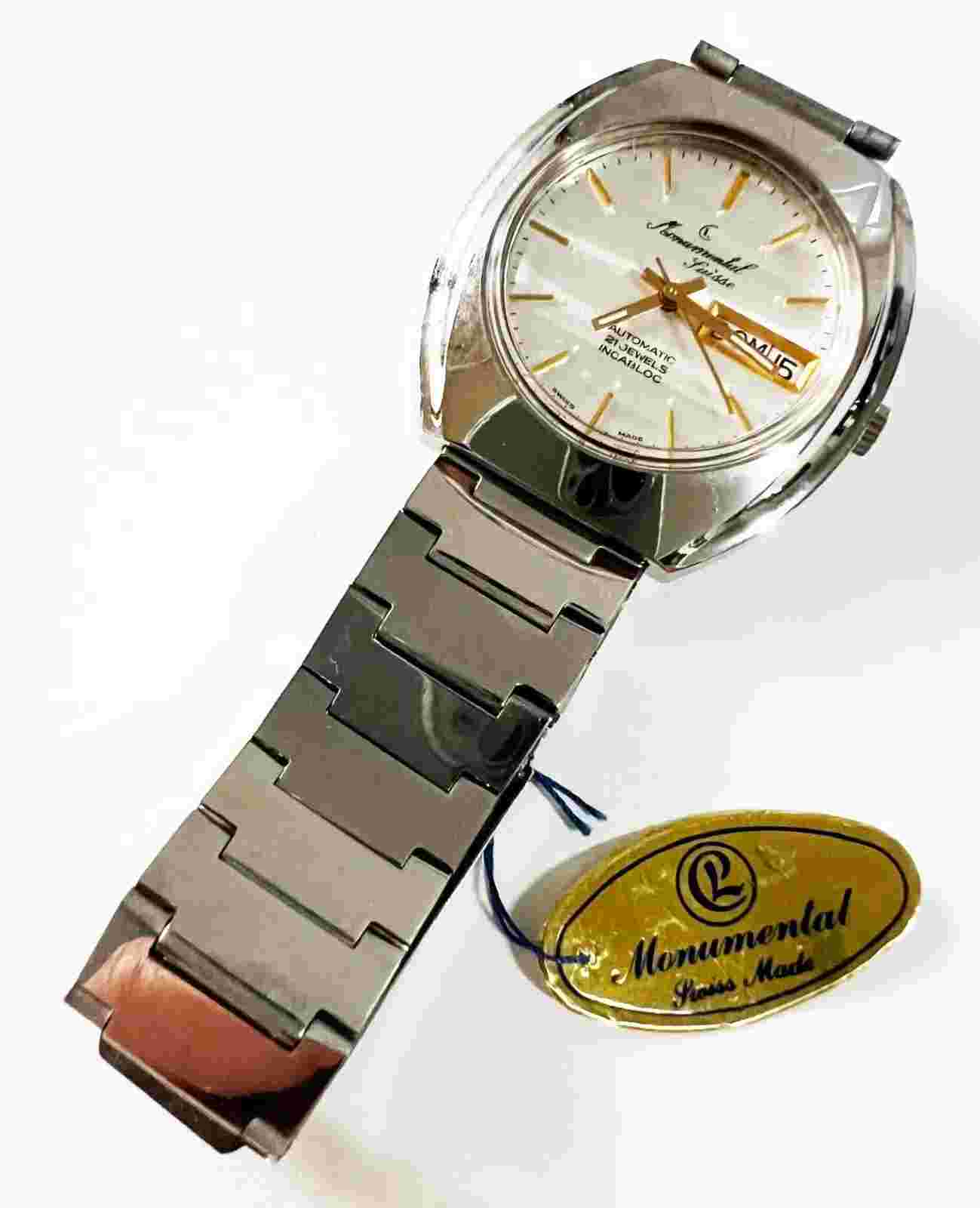 MONUMENTAL - Automatic Day Date 21 Jewels Incabloc 70-80s - NOS - Swiss Made