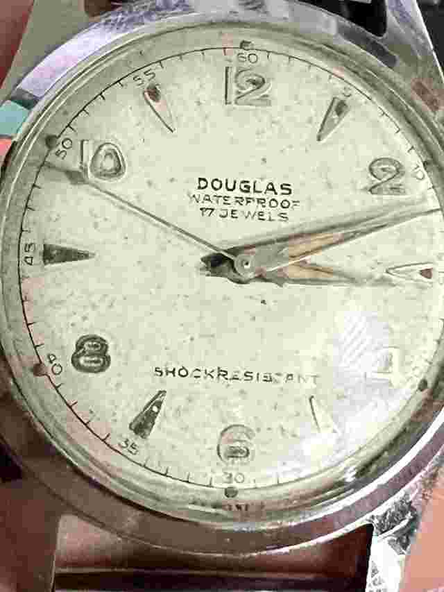 Douglas Water Proof 17 Jewels Shock Resistant Men’s Watch, Wind Up Works