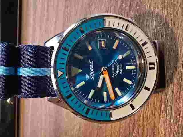 Squale MATIC 60 ATM (600 Meter) 44mm Dive Watch Blue/White - NATO Strap