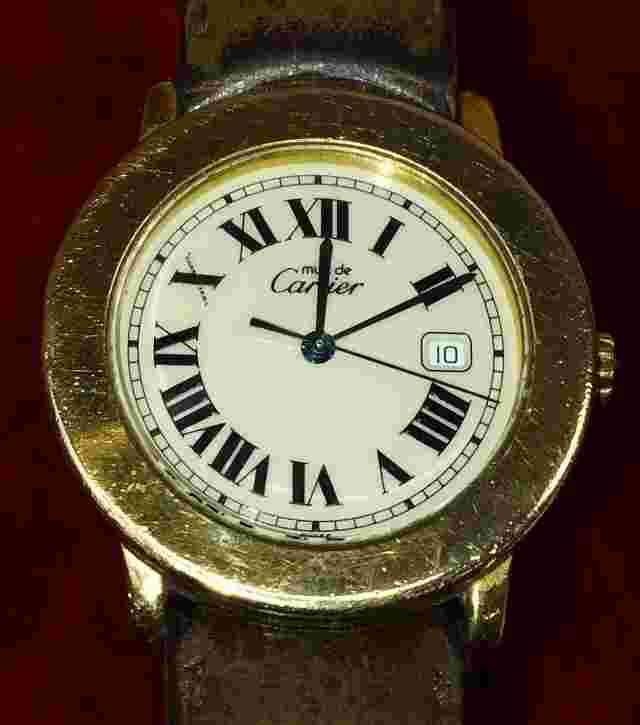LE MUST 1800-1 WATCH BY CARTIER. UNISEX. GOLD PLATED. ORIGINAL BOX. SWITZERLAND.