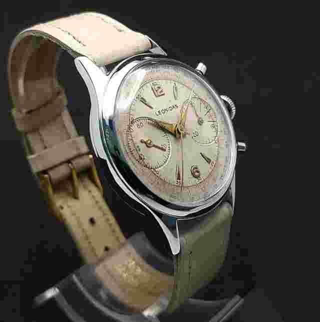 Leonidas Art Deco Chronograph Landeron 148 vintage 1954 Classic pre Carrera