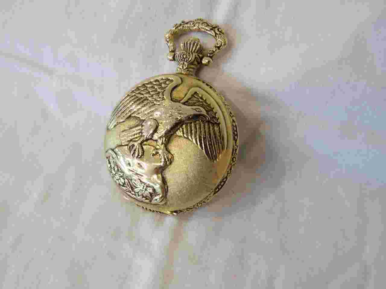 Watch-It Brand Gold Tone Pocket Watch "Bald Eagle"  Full Hunter