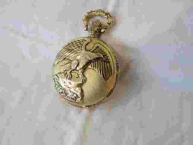 Watch-It Brand Gold Tone Pocket Watch "Bald Eagle"  Full Hunter