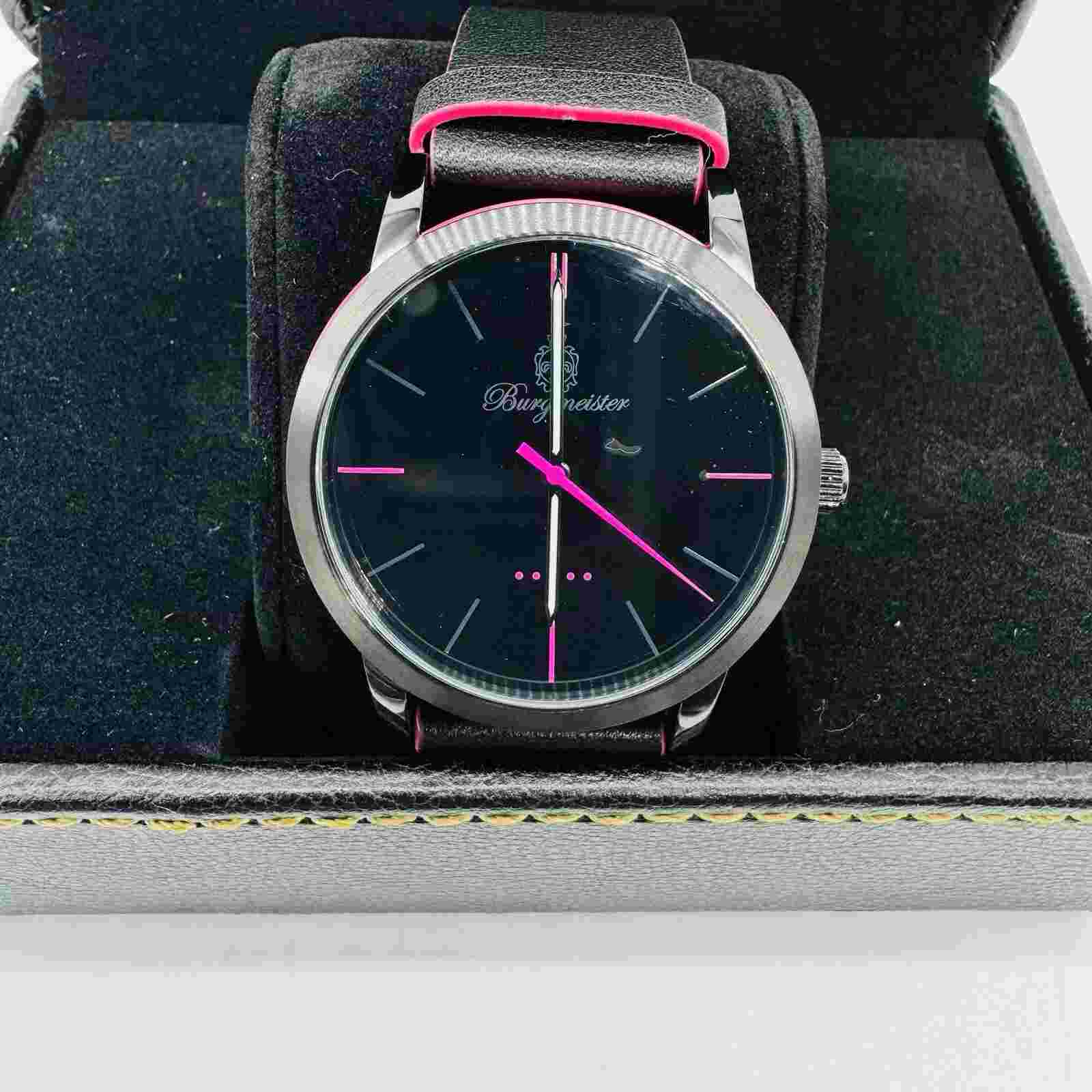 Burgmeister Damen Quarzuhr Watch, BM523-620C Black & Pink Fast Shipping New