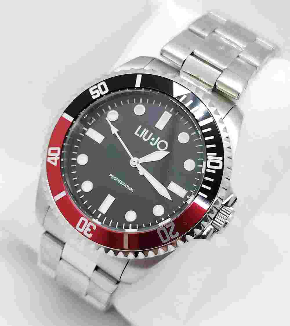 Liu Jo Men's Watch Solo Time In Original Steel Red Black Bezel TLJ2122