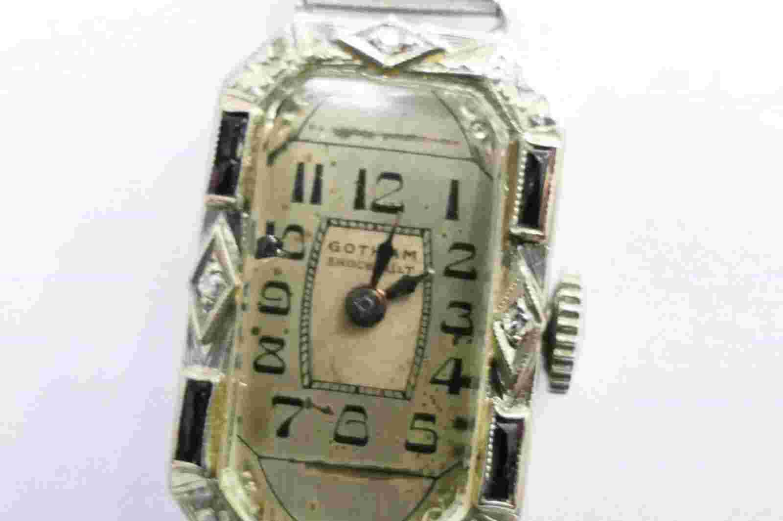 14 KARAT GOLD ART DECO GOTHAM GOTHAM SHOCK-BILT LADIES WATCH