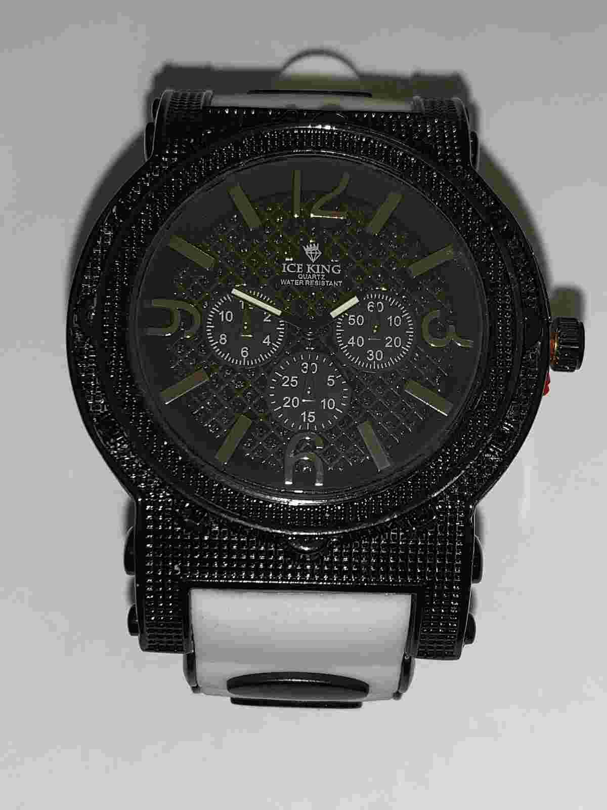 Ice King Quartz Mens Fashion Watch.  New Battery. White Silicone Band.