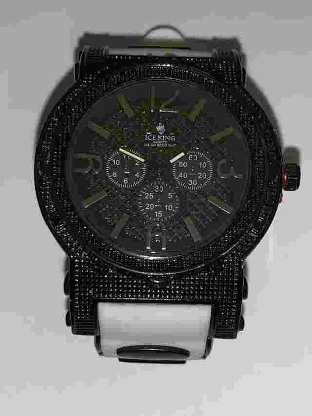 Ice King Quartz Mens Fashion Watch.  New Battery. White Silicone Band.