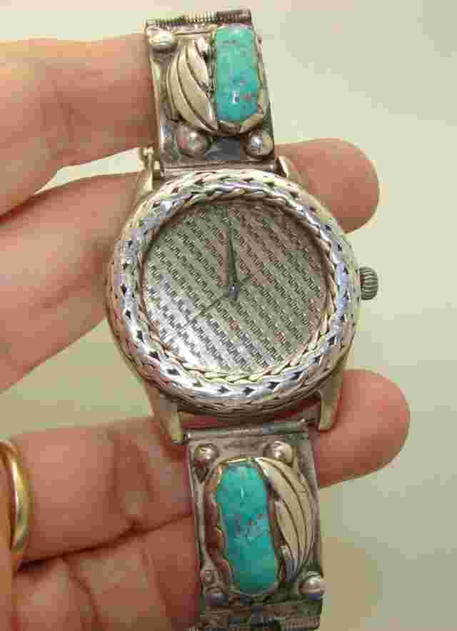 John Hardy Sterling Silver Watch Southwest Silver & Turquoise Vintage Band Unise