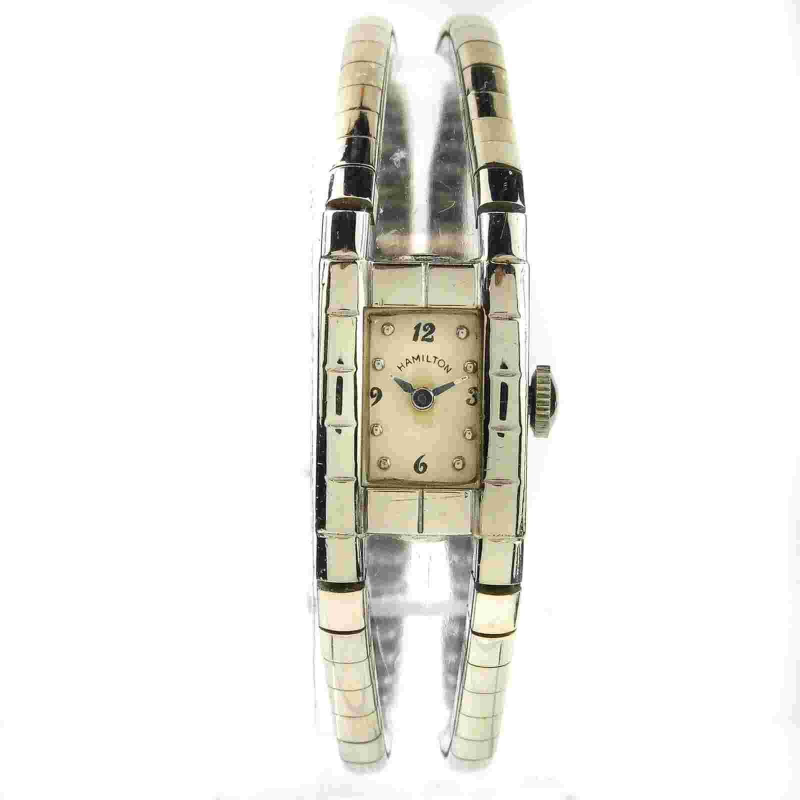 Vintage Ladies Lord Elgin 14kt Solid White Gold Double Strand Watch